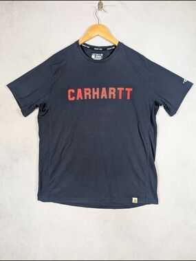 Carhartt Force Relaxed Fit T-Shirt Mens Size Large Blue Red Logo Graphic